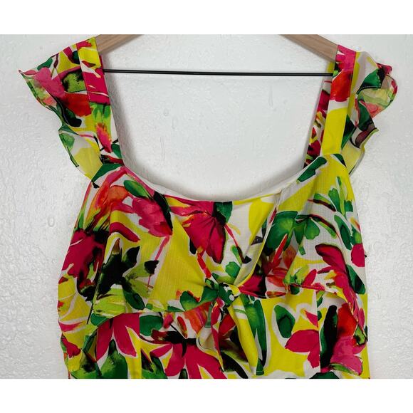 Julia Jordan Tropical Floral Ruffle Midi Dress Size 16 - Picture 4 of 6